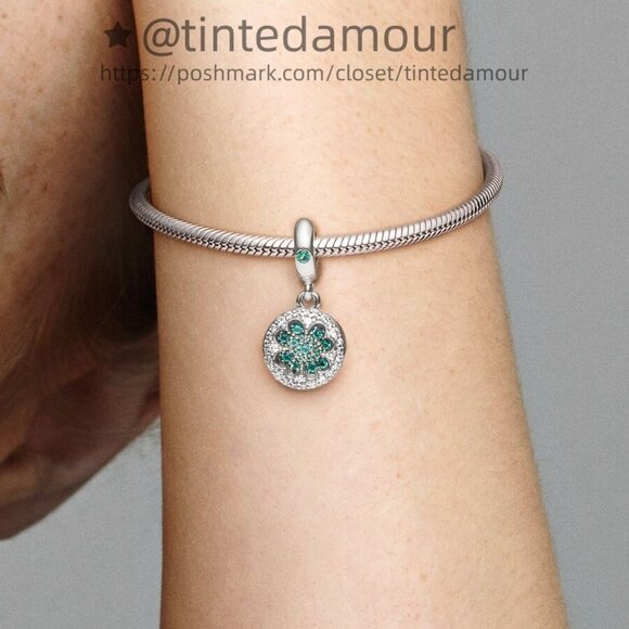 Pandora Dazzling Clover Dangle Charm |Good Luck Charm - Picture 2 of 2